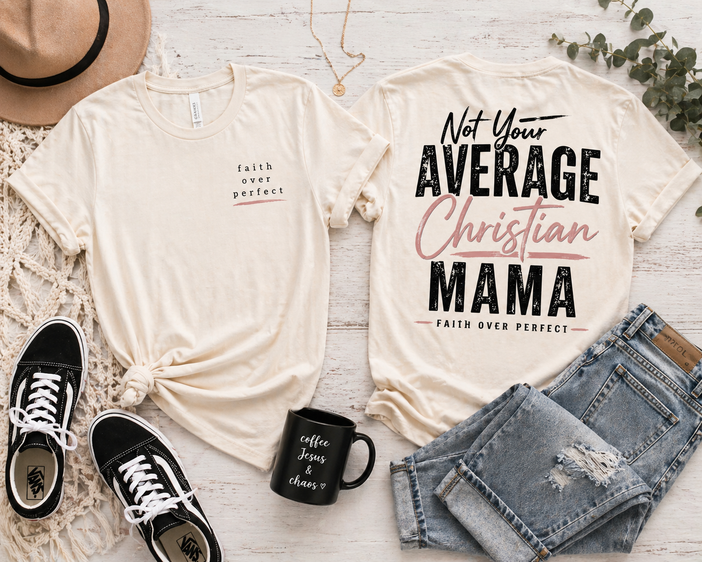 Faith Over Perfect Shirt | Christian Mom Tee | Not Your Average Christian Mama Shirt | Faith Based Graphic Tee | Bella Canvas Shirt