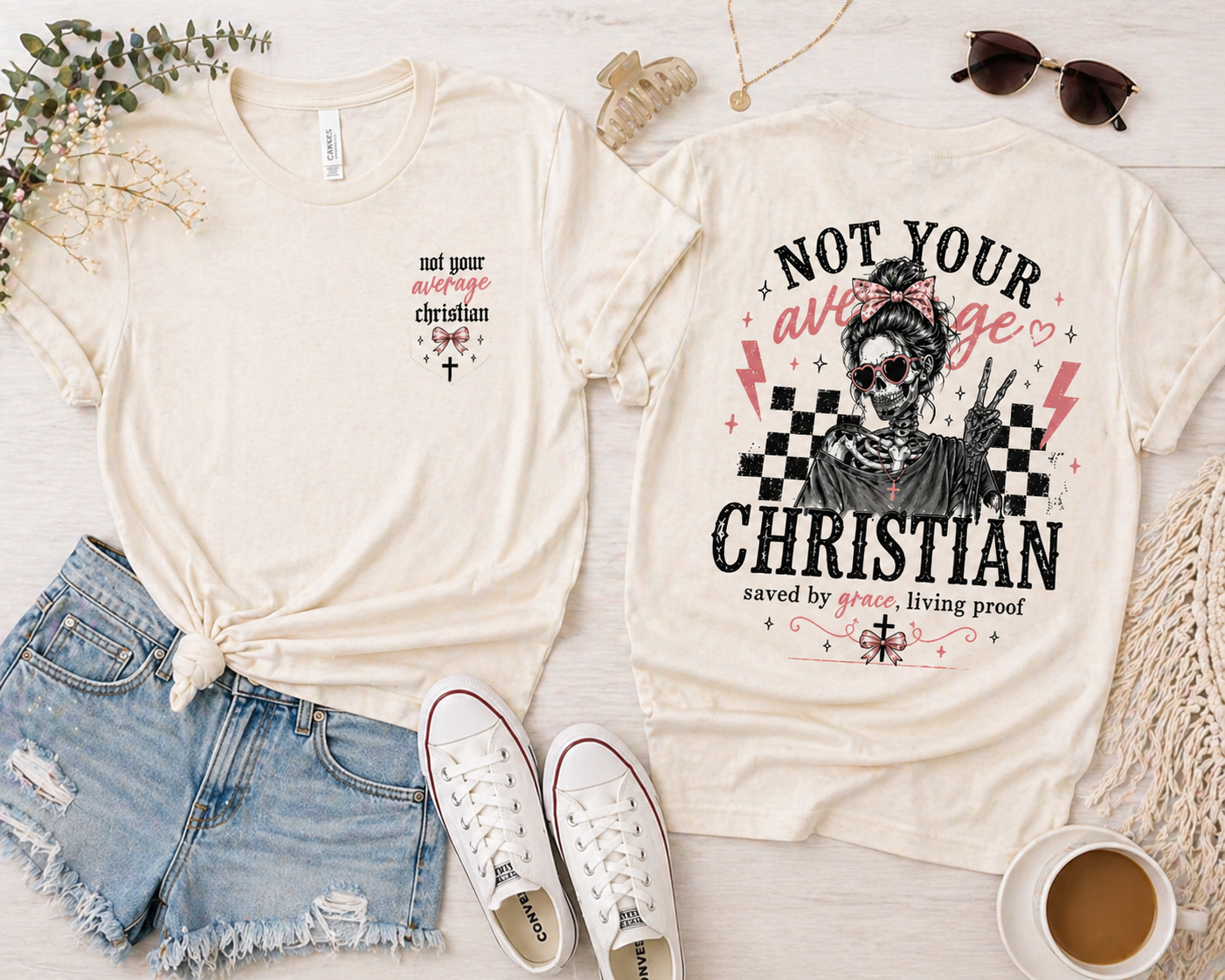 Not Your Average Christian Shirt | Faith Based Graphic Tee | Edgy Christian Mama Shirt | Saved by Grace Tee | Bella Canvas T-Shirt
