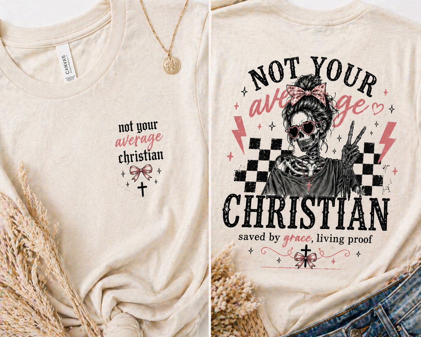 Not Your Average Christian Shirt | Faith Based Graphic Tee | Edgy Christian Mama Shirt | Saved by Grace Tee | Bella Canvas T-Shirt