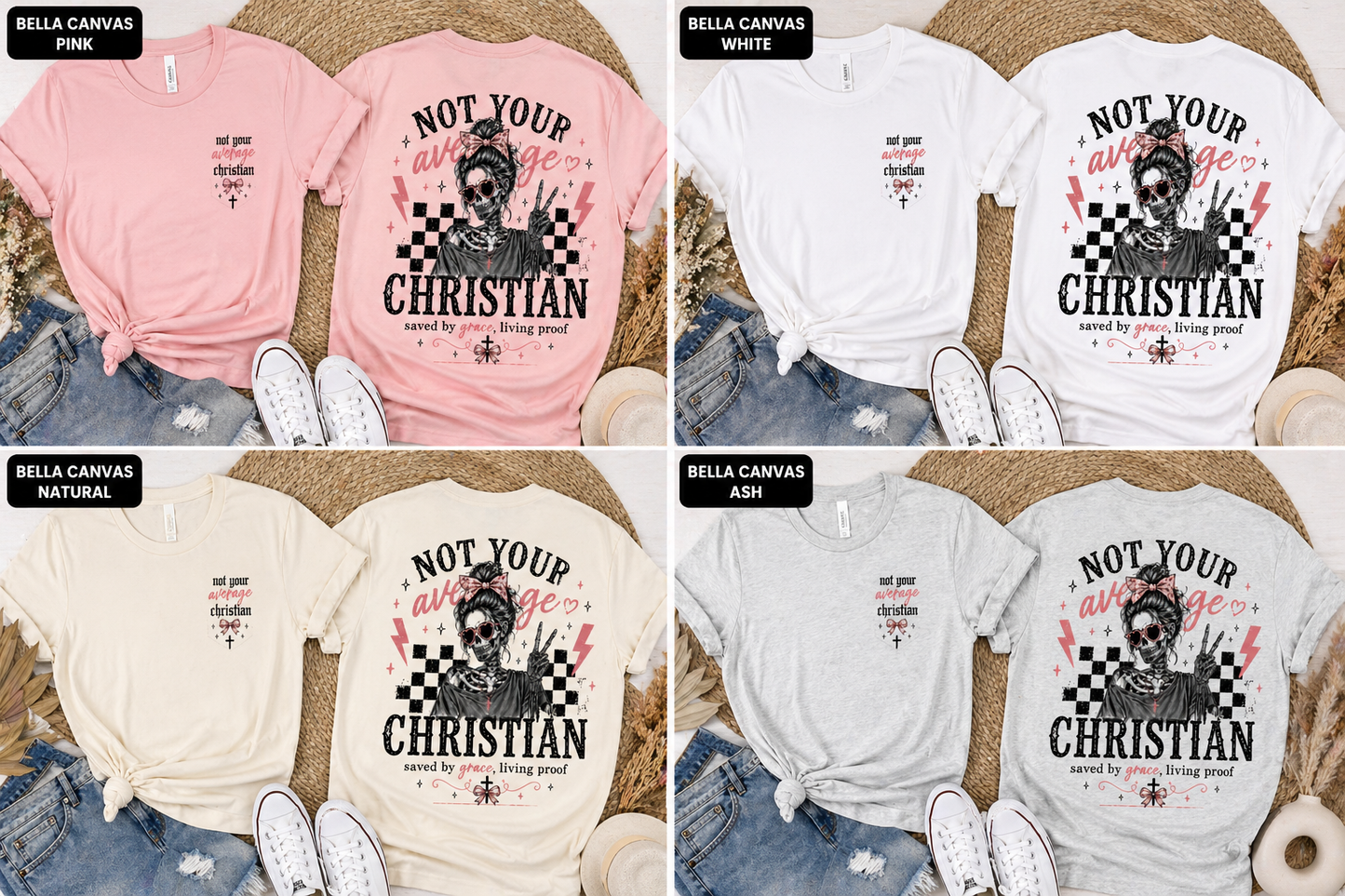 Not Your Average Christian Shirt | Faith Based Graphic Tee | Edgy Christian Mama Shirt | Saved by Grace Tee | Bella Canvas T-Shirt