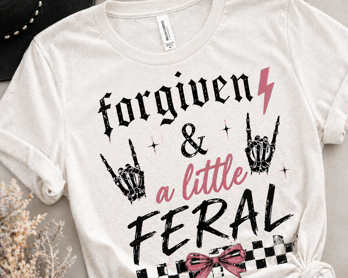 Forgiven & A Little Feral Shirt | Edgy Christian Mom Tee | Faith Based Graphic Tee | Trendy Mama Shirt | Bella Canvas T-Shirt