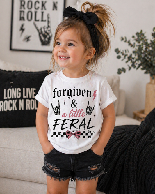 Forgiven & A Little Feral Toddler Shirt | Christian Toddler Tee | Matching Mommy and Me Shirt | Faith Based Kids Shirt | Bella Canvas Toddler T-Shirt