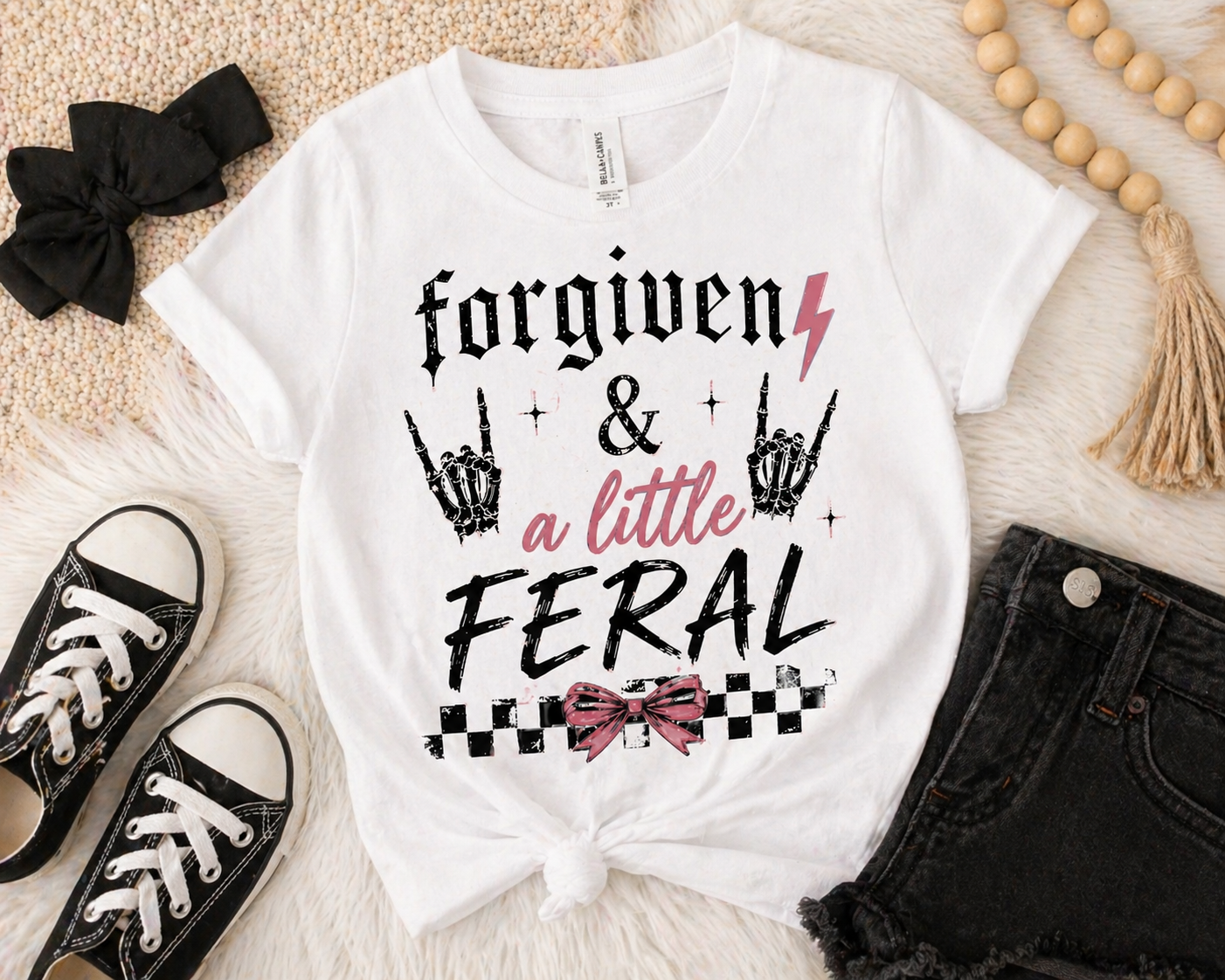 Forgiven & A Little Feral Toddler Shirt | Christian Toddler Tee | Matching Mommy and Me Shirt | Faith Based Kids Shirt | Bella Canvas Toddler T-Shirt