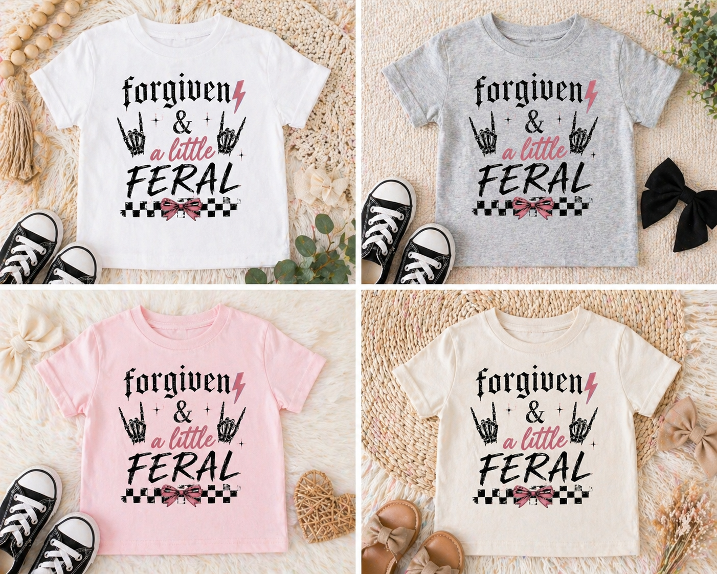 Forgiven & A Little Feral Toddler Shirt | Christian Toddler Tee | Matching Mommy and Me Shirt | Faith Based Kids Shirt | Bella Canvas Toddler T-Shirt