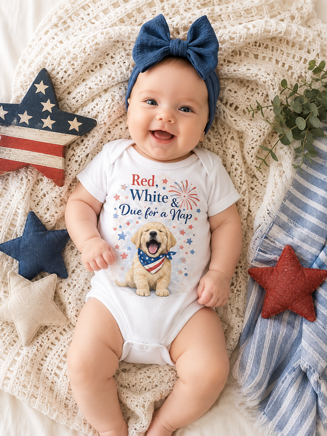 Red, White & Due for a Nap™ Baby Bodysuit