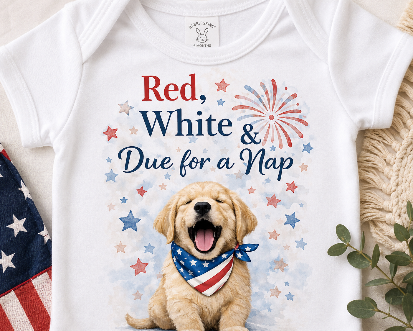 Red, White & Due for a Nap™ Baby Bodysuit