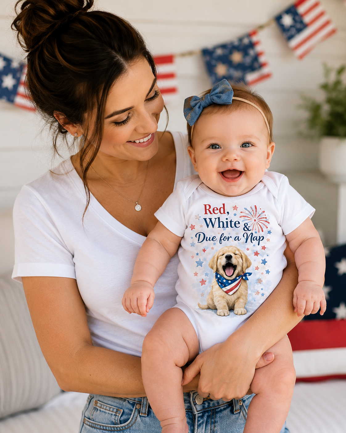 Red, White & Due for a Nap™ Baby Bodysuit