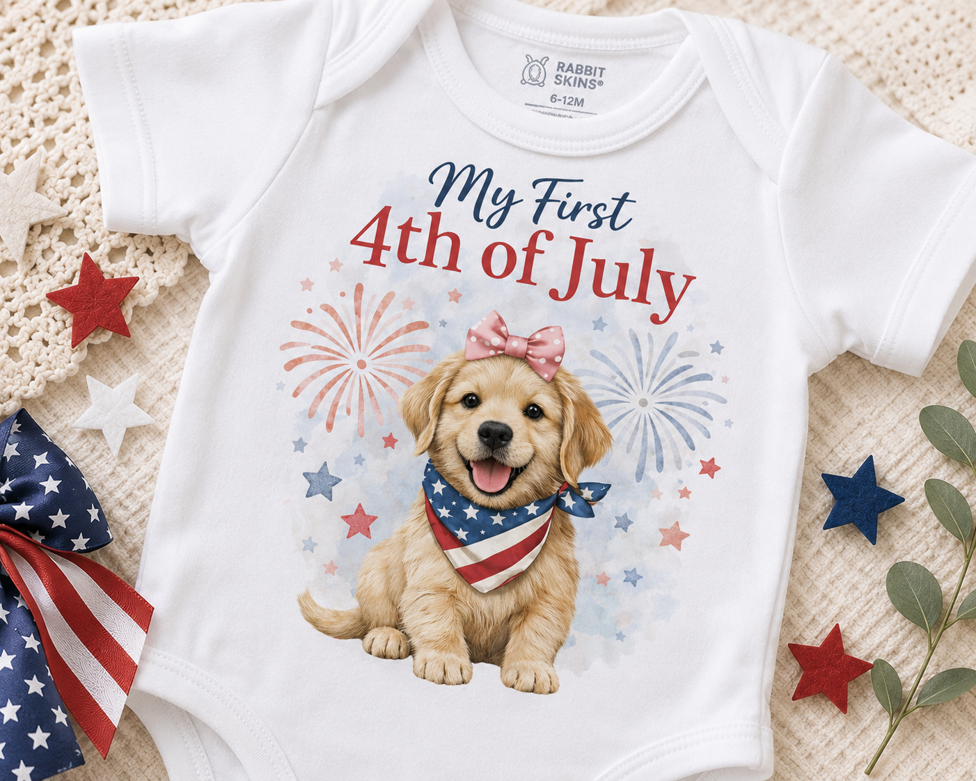 My First 4th of July Girl Baby Bodysuit