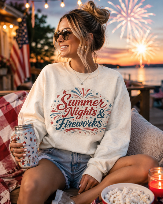 Summer Nights & Fireworks™ Gildan Crewneck Sweatshirt 🇺🇸✨