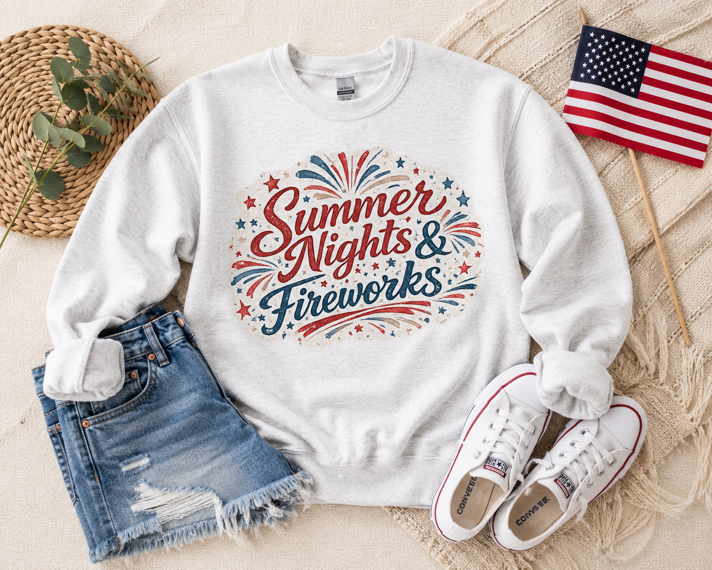 Summer Nights & Fireworks™ Gildan Crewneck Sweatshirt 🇺🇸✨