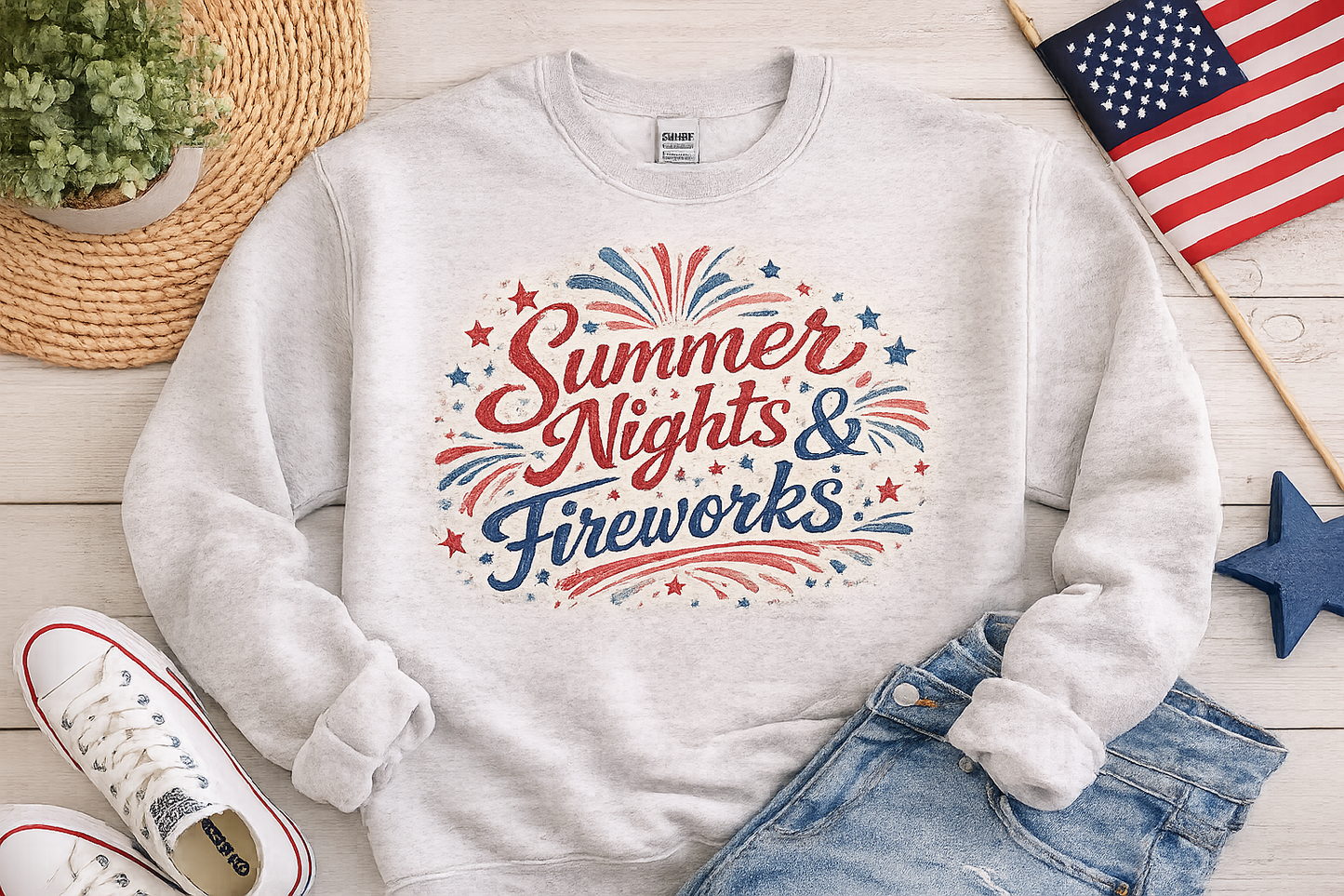 Summer Nights & Fireworks™ Gildan Crewneck Sweatshirt 🇺🇸✨