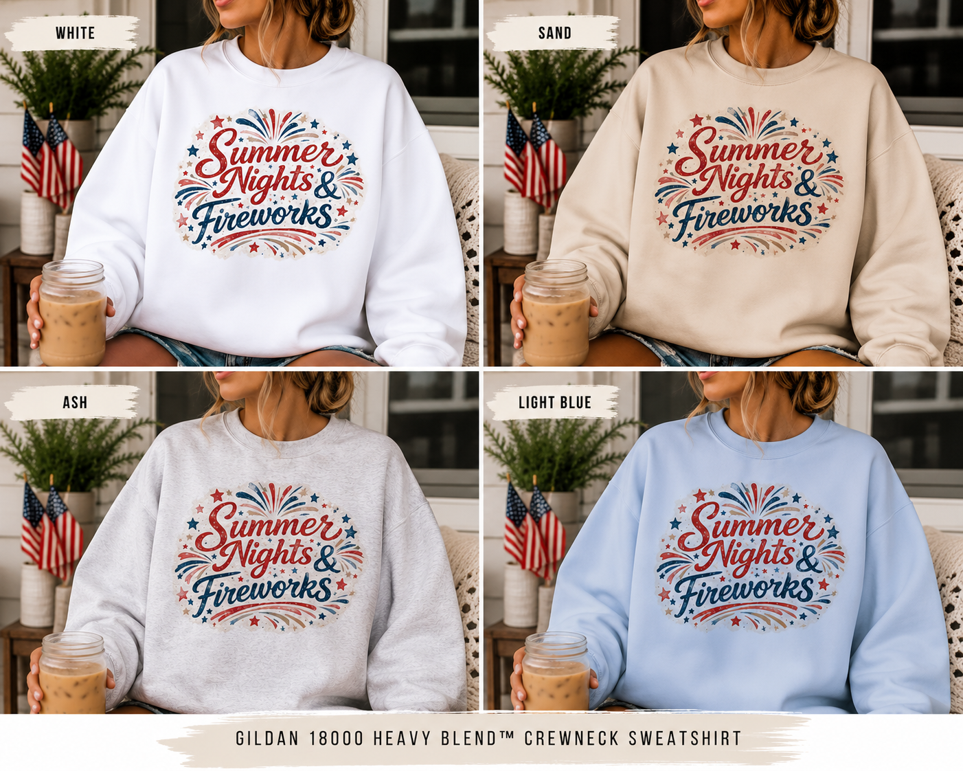 Summer Nights & Fireworks™ Gildan Crewneck Sweatshirt 🇺🇸✨