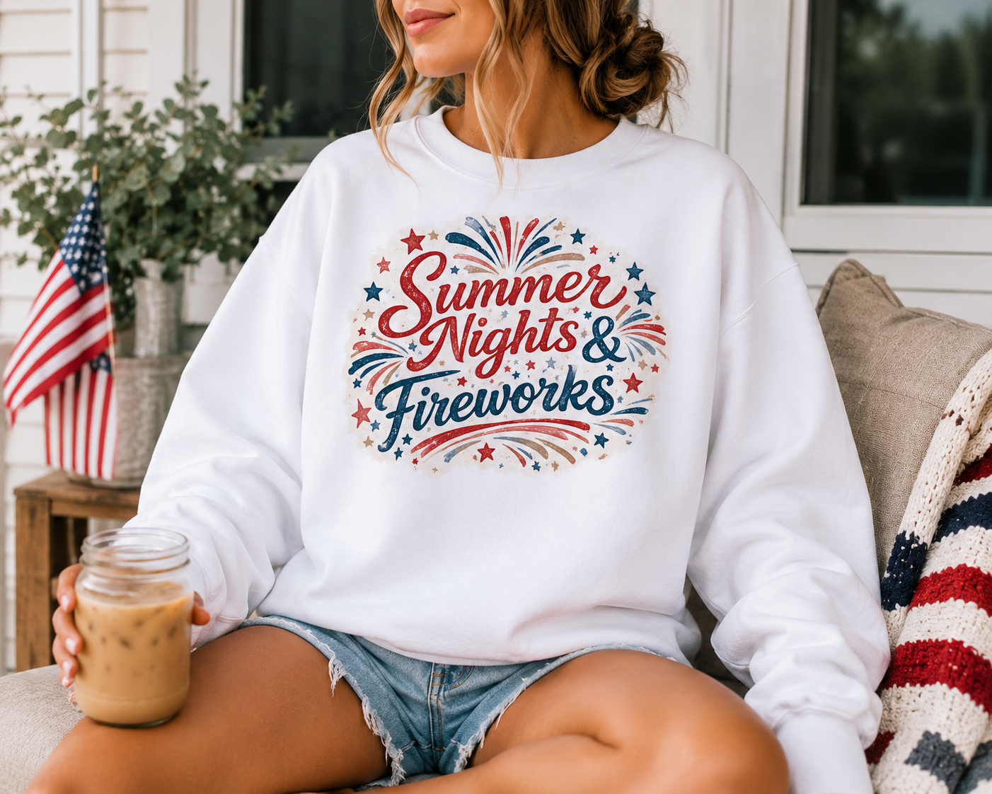 Summer Nights & Fireworks™ Gildan Crewneck Sweatshirt 🇺🇸✨