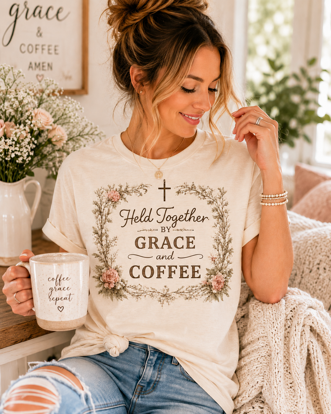 Held Together by Grace & Coffee Tee