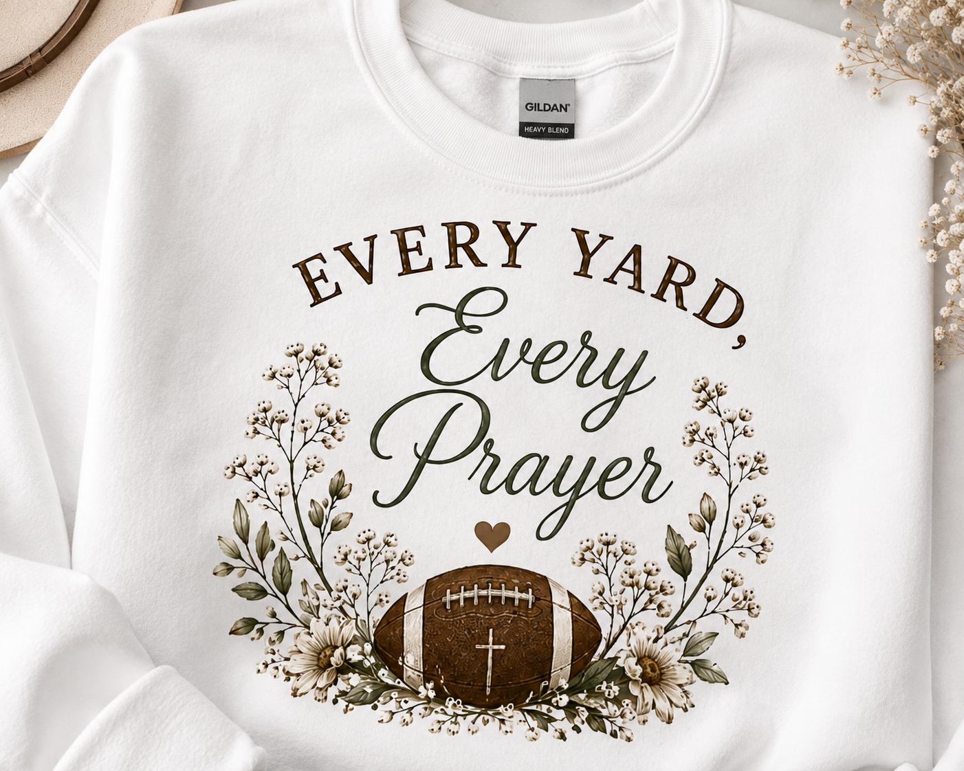 Every Yard, Every Prayer Football Mom Sweatshirt | Faith Football Crewneck | Gildan Game Day Sweatshirt | Christian Football Mom Gift