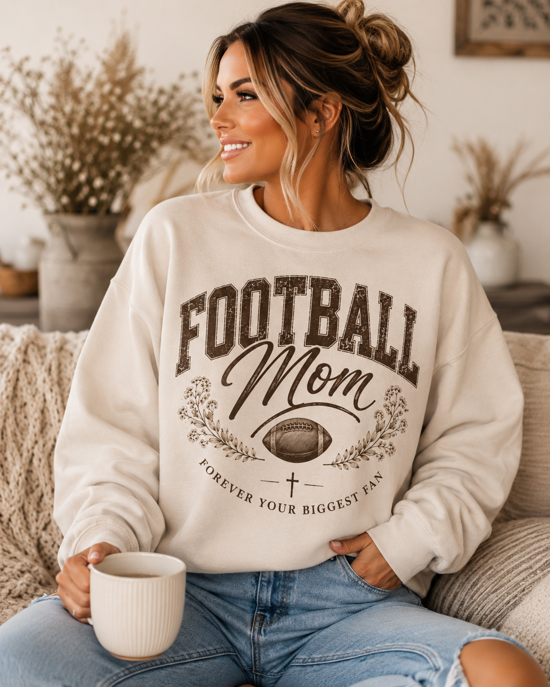 Football Mom Sweatshirt | Forever Your Biggest Fan Crewneck | Gildan Football Mom Sweatshirt | Game Day Sweatshirt | Football Mom Gift