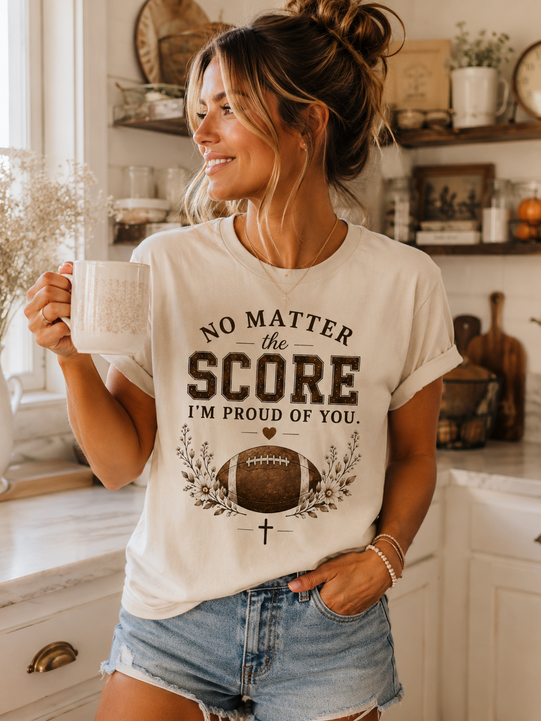 No Matter the Score I'm Proud of You Shirt | Football Mom Tee | Bella Canvas Game Day Shirt | Christian Football Mom Gift | Football Season Tee
