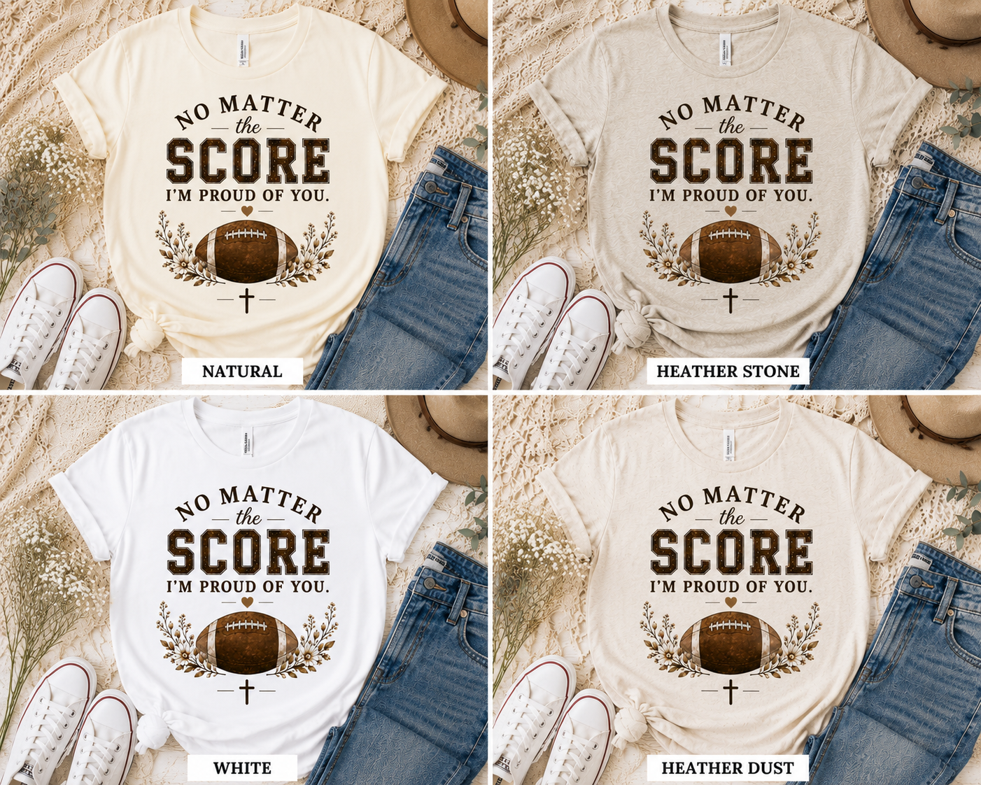 No Matter the Score I'm Proud of You Shirt | Football Mom Tee | Bella Canvas Game Day Shirt | Christian Football Mom Gift | Football Season Tee