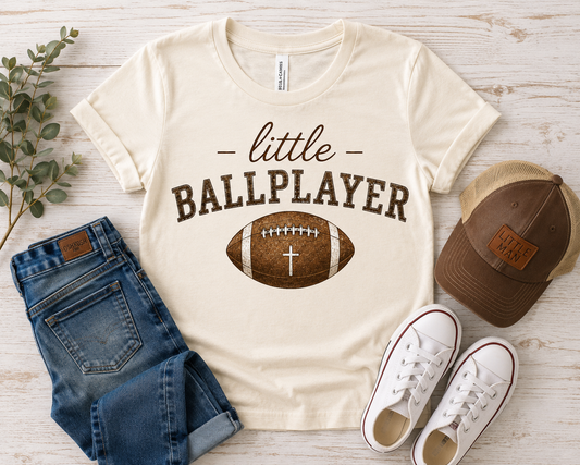 Little Ballplayer Shirt | Toddler Football Shirt | Boys Football Tee | Christian Football Kid Shirt | Bella+Canvas Youth Game Day Tee