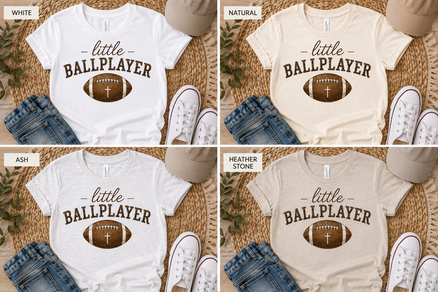Little Ballplayer Shirt | Toddler Football Shirt | Boys Football Tee | Christian Football Kid Shirt | Bella+Canvas Youth Game Day Tee