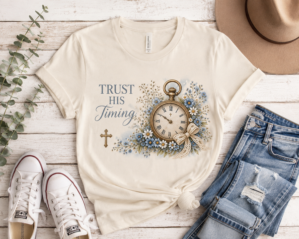 Trust His Timing T-Shirt | Christian Faith Tee