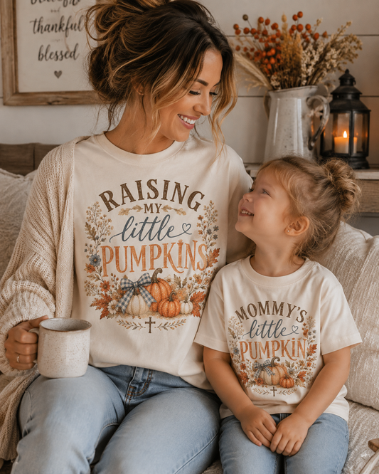 Raising My Little Pumpkins Fall Mom T-Shirt