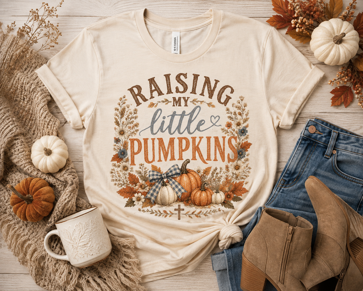 Raising My Little Pumpkins Fall Mom T-Shirt