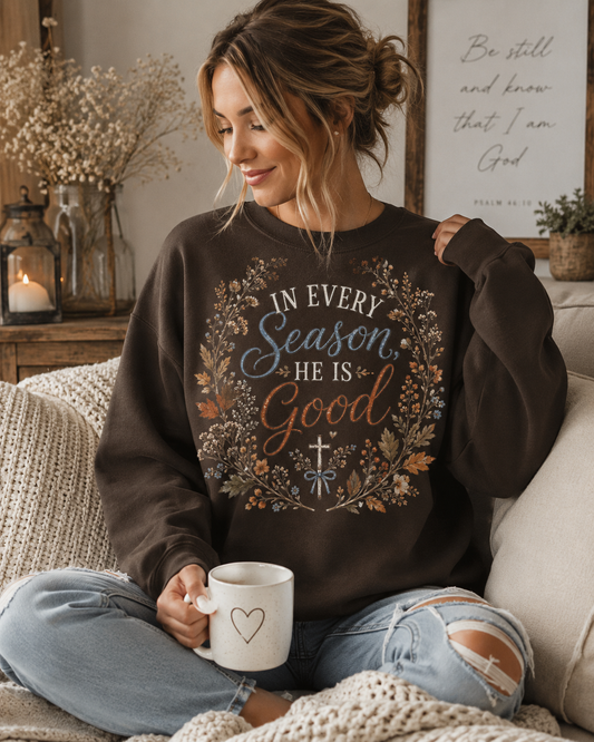 In Every Season He Is Good Christian Sweatshirt