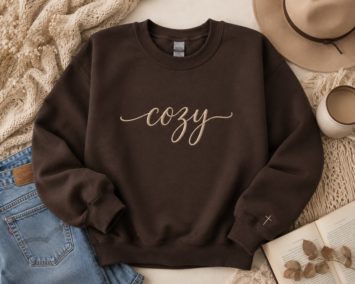 Cozy Embroidered Sweatshirt | Christian Crewneck 🤎