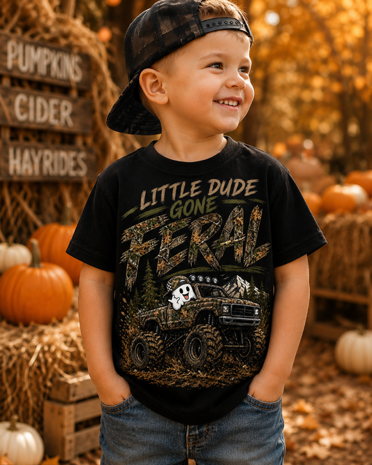 Little Dude Gone Feral Toddler Shirt | Boys Fall Halloween Tee