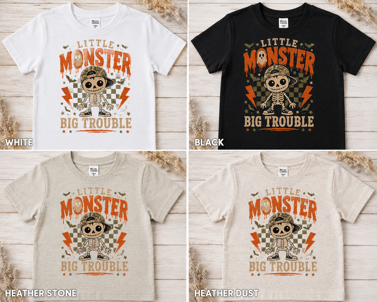 Little Monster Big Trouble Toddler Halloween Shirt