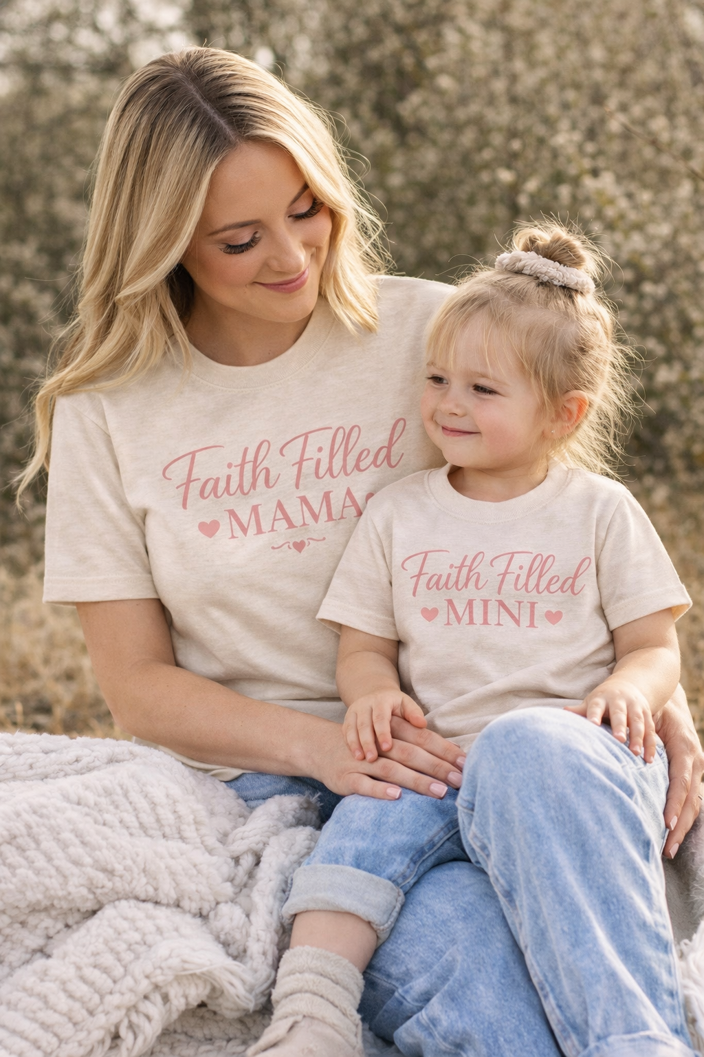 Mama Faith Filled Mama Tee – Soft Christian Mom Shirt, Neutral Aesthetic Boutique T-Shirt