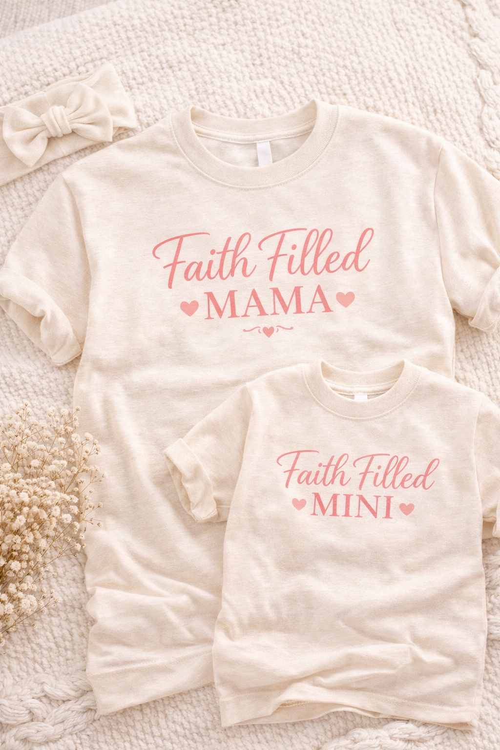 Mama Faith Filled Mama Tee – Soft Christian Mom Shirt, Neutral Aesthetic Boutique T-Shirt