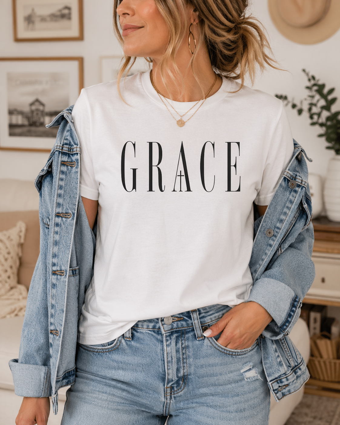 GRACE Bella Canvas Tee – Faith-Based Minimalist Shirt