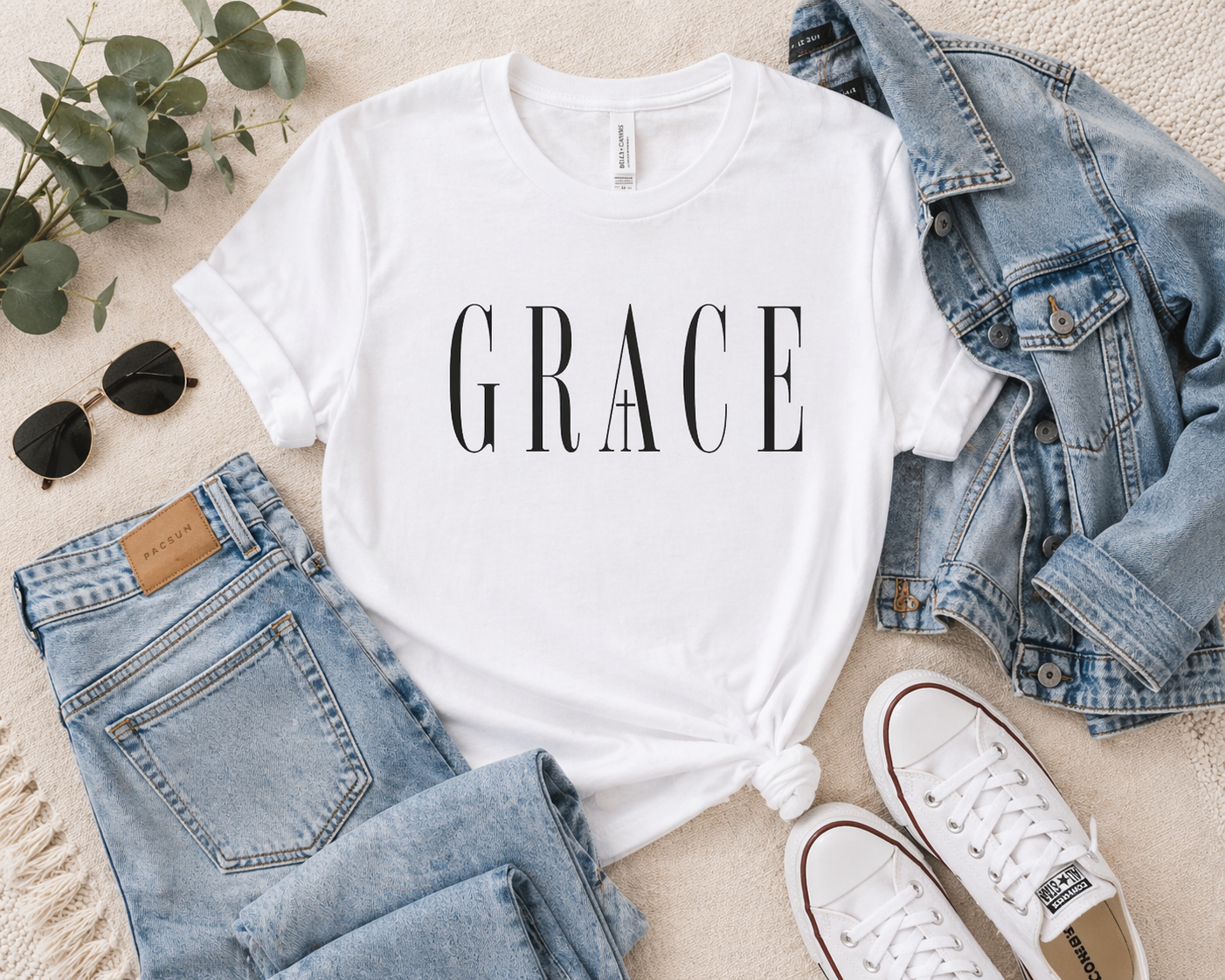 GRACE Bella Canvas Tee – Faith-Based Minimalist Shirt