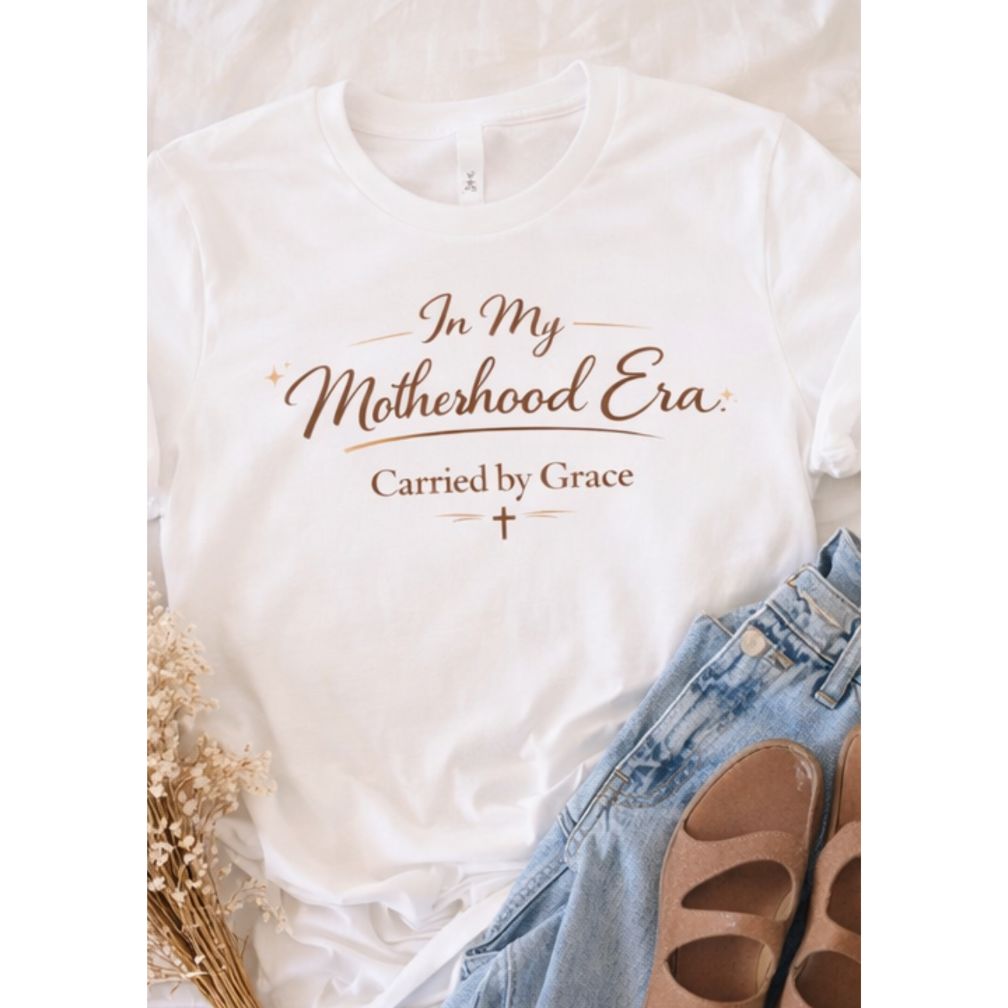 In My Motherhood Era Shirt – Christian Mom Shirt, Faith Based Mother’s Day Gift, Carried by Grace Tee, Mom Life T-Shirt