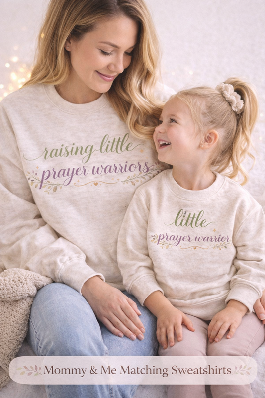 Mini Little Prayer Warrior Toddler Sweatshirt | Christian Kids Sweatshirt | Faith-Based Toddler Crewneck | Religious Baby Gift | Matching Mommy and Me