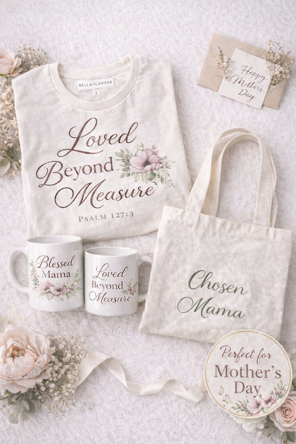 Faith-Filled Mama Gift Set | Mother’s Day Bundle for Mom | Christian Mom Gift | Mama Tee + Mug + Tote Set