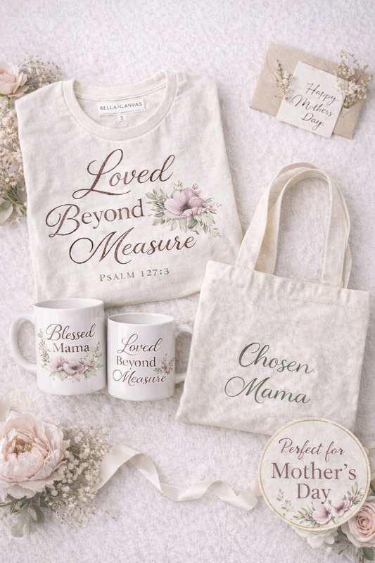 Faith-Filled Mama Gift Set | Mother’s Day Bundle for Mom | Christian Mom Gift | Mama Tee + Mug + Tote Set