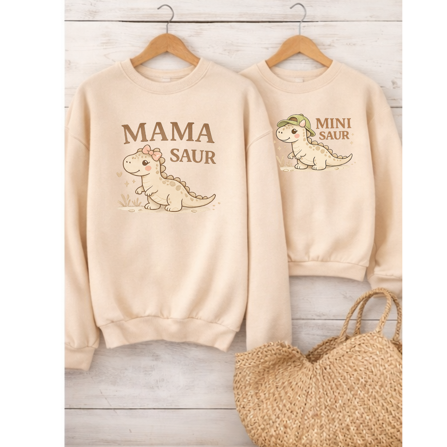 Mama + Mini Matching Dinosaur Sweatshirt Set – Mama Saur & Mini Saur