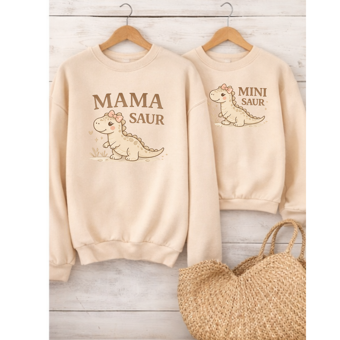 Mama + Mini Matching Dinosaur Sweatshirt Set – Mama Saur & Mini Saur