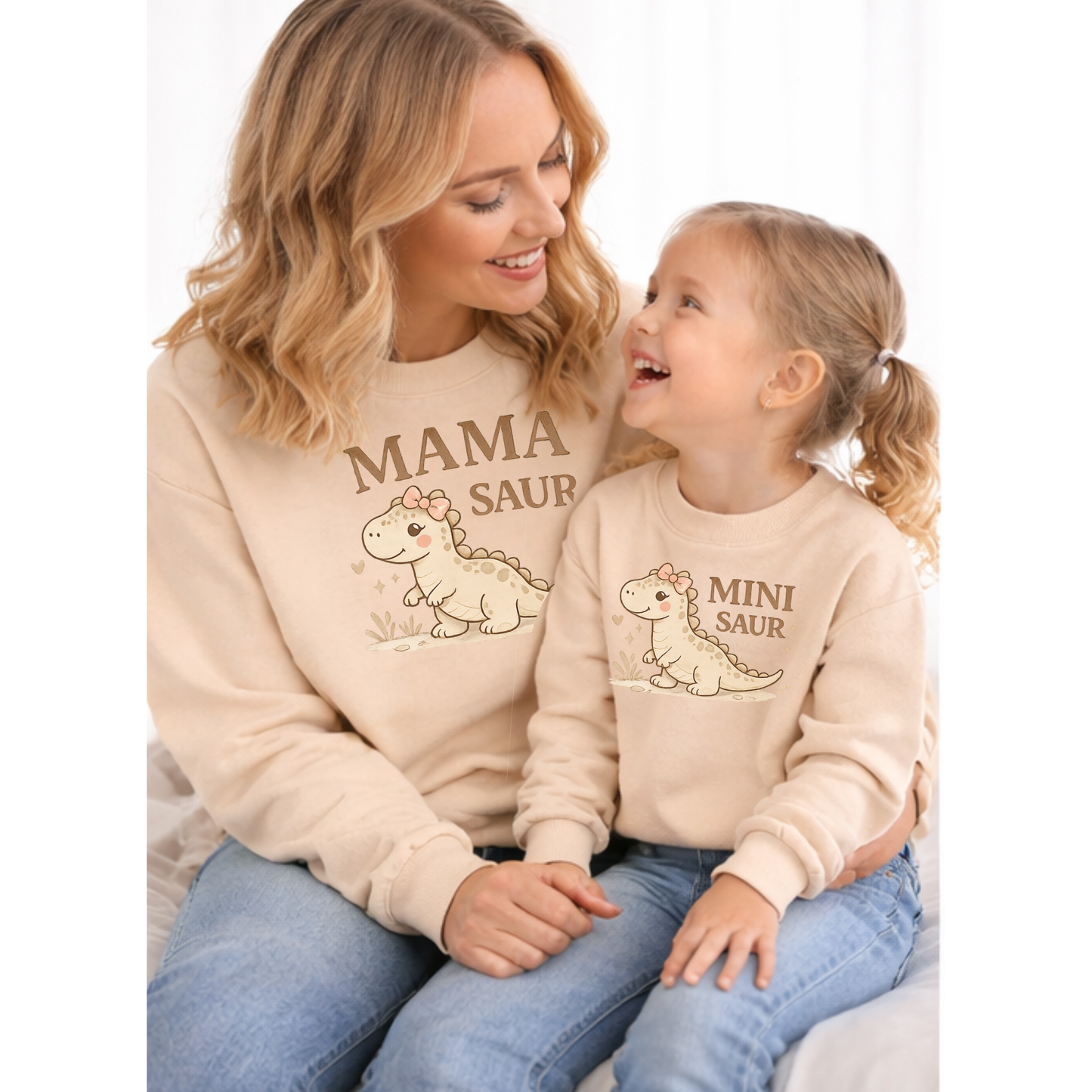 Mama + Mini Matching Dinosaur Sweatshirt Set – Mama Saur & Mini Saur