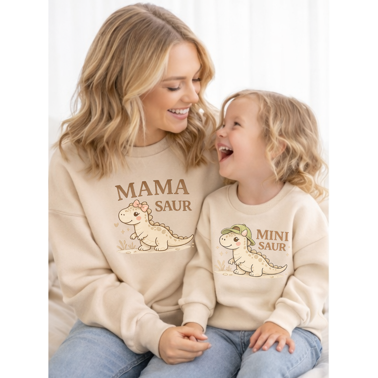 Mama + Mini Matching Dinosaur Sweatshirt Set – Mama Saur & Mini Saur