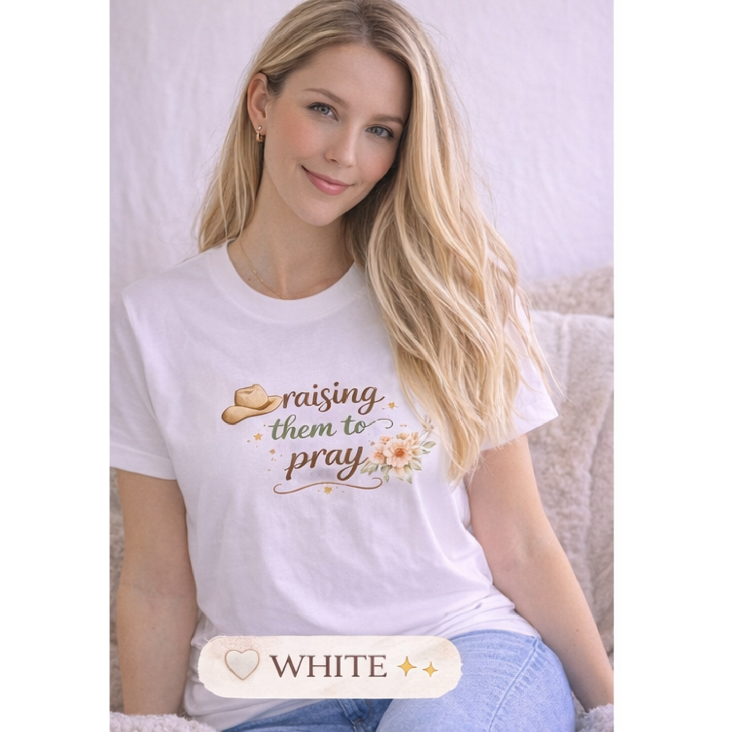 Mama Christian Mama Shirt | Raising Them to Pray Shirt | Faith Based Mom Tee | Bella Canvas Women’s T-Shirt | Western Christian Shirt | Religious Mom Gift