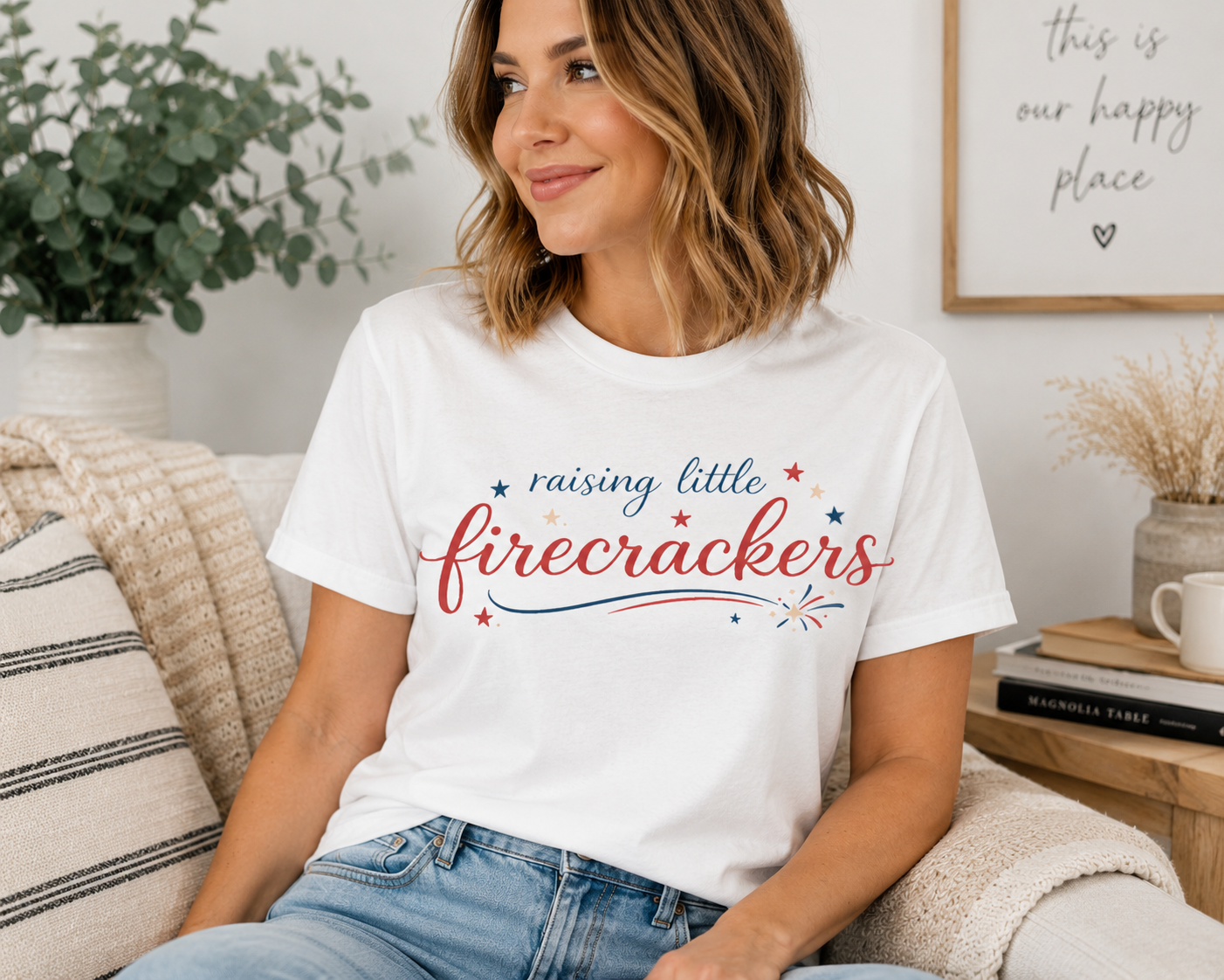 Mama Raising Little Firecrackers™ Bella+Canvas Tee
