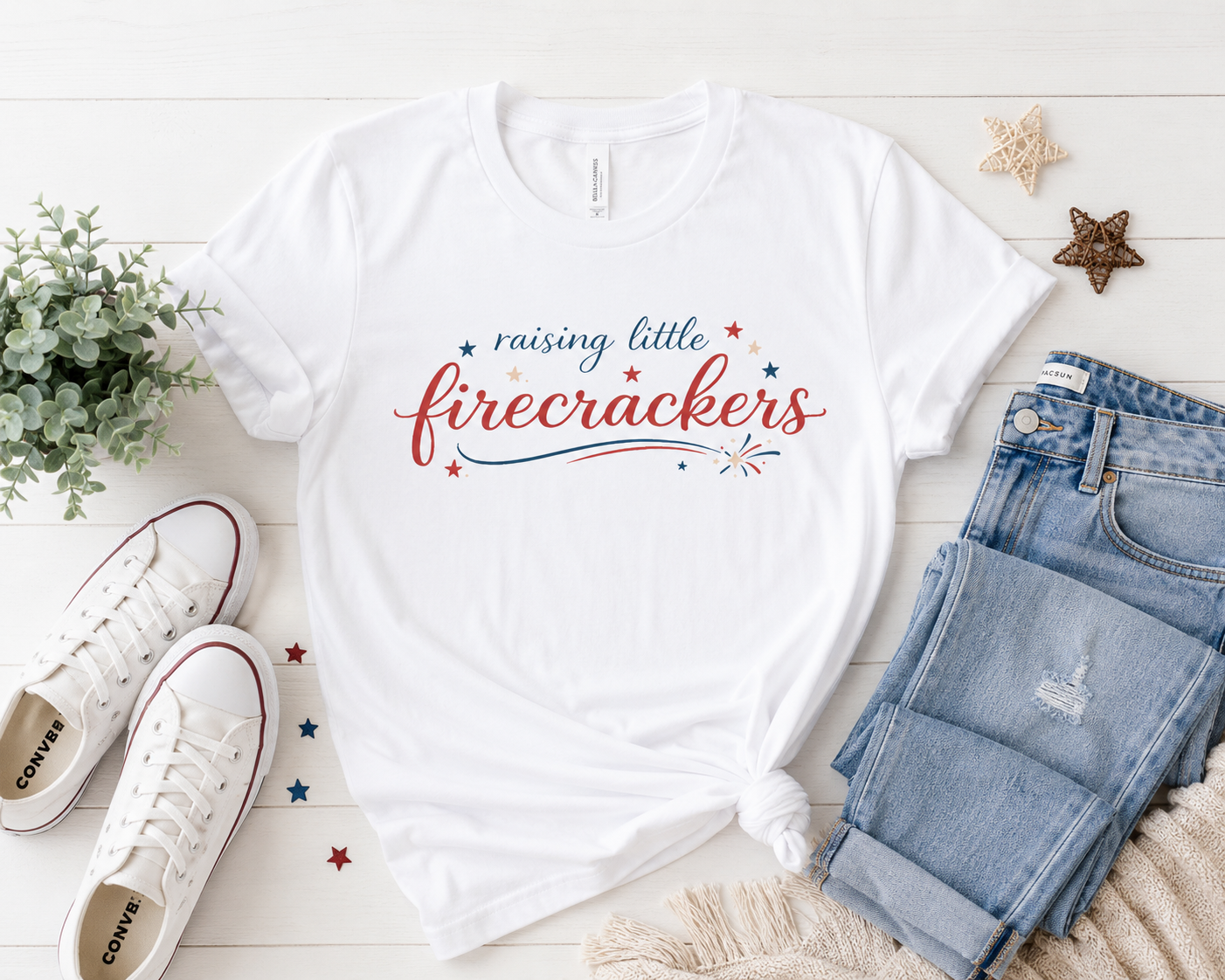 Mama Raising Little Firecrackers™ Bella+Canvas Tee