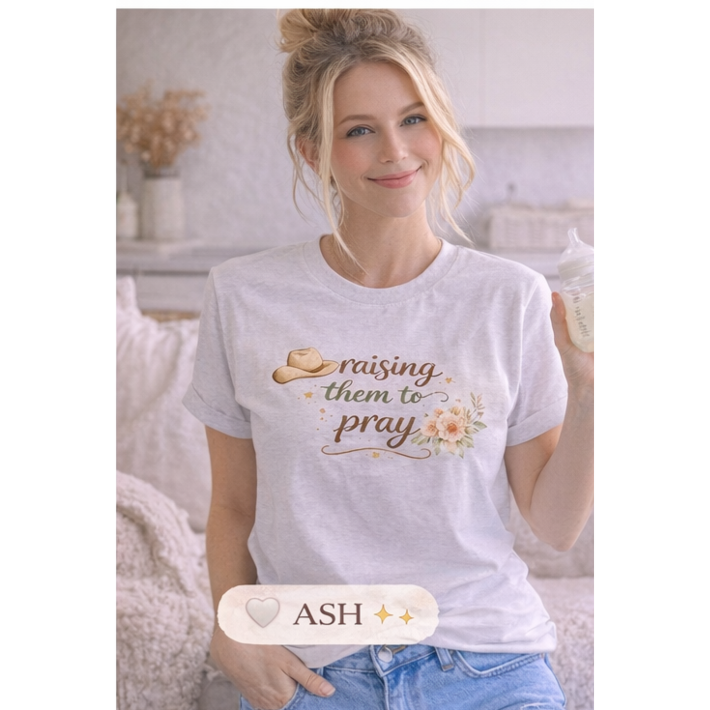 Mama Christian Mama Shirt | Raising Them to Pray Shirt | Faith Based Mom Tee | Bella Canvas Women’s T-Shirt | Western Christian Shirt | Religious Mom Gift