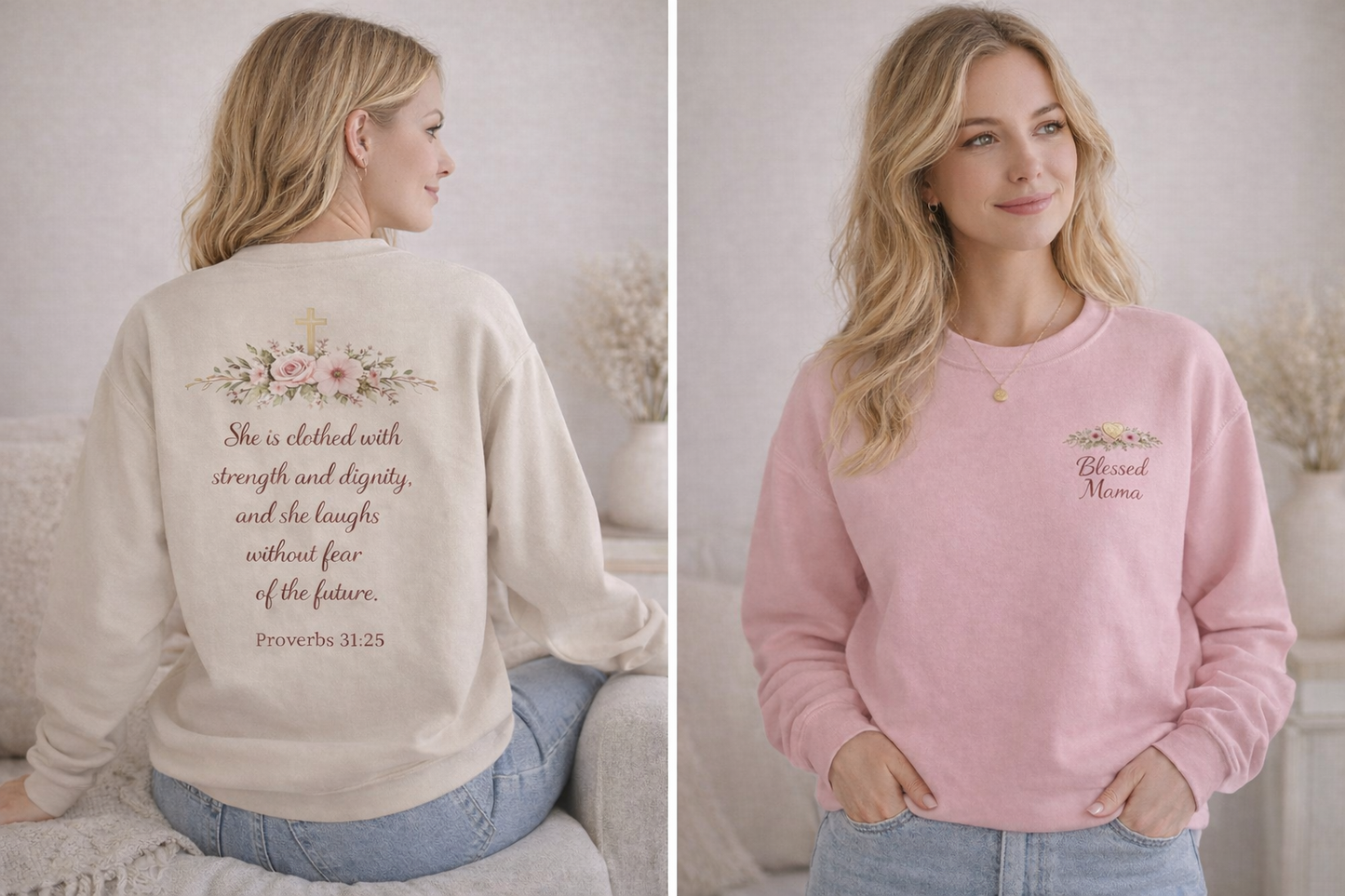 Proverbs 31:25 Floral Cross Sweatshirt
