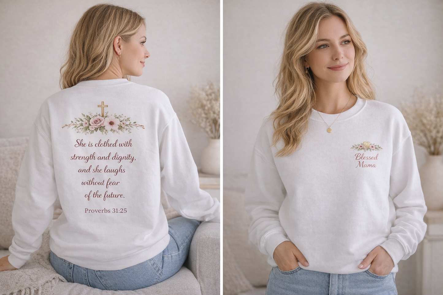 Proverbs 31:25 Floral Cross Sweatshirt