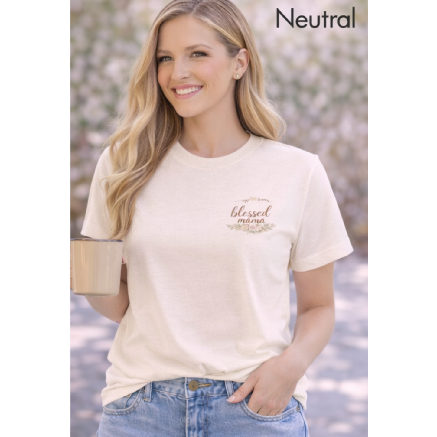 Blessed Mama Shirt – Faith-Based Women’s Tee with Angel Wings Back Design – Christian Mom Shirt – Bella Canvas Graphic T-Shirt – Gift for Moms